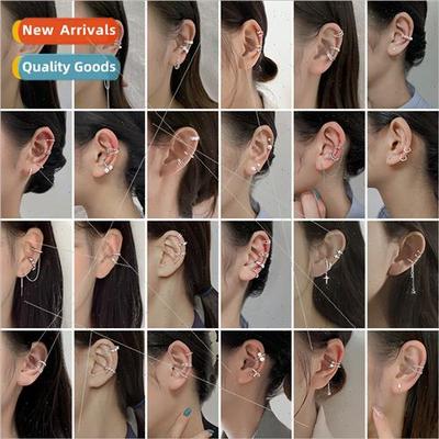 Zirconia double layer ear clips whout ear holes clip square