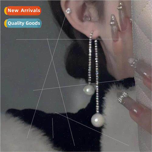 New a two wear Korea long tassel front back wear pearl earri