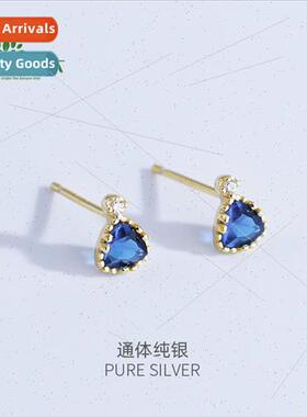 S925 silver plated triangle earrings set wh tanzane zirconiu