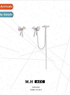 Bow tie ear clip chain onepcs female sweet gentle wind 925 e