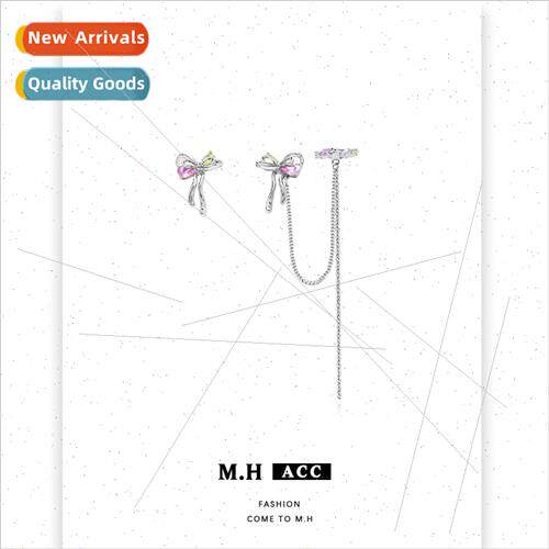 Bow tie ear clip chain onepcs female sweet gentle wind 925 e