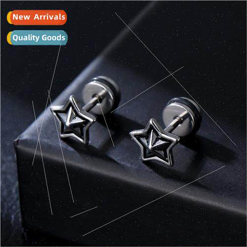 Screw screw buckle pentagram earrings female niche star earr