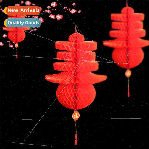 Spring character lanterns festive folding honeycomb red plas