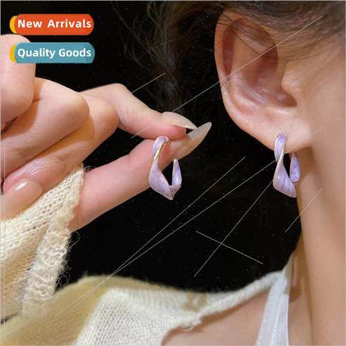 Drip glaze twisted earrings earrings female tide simple vers