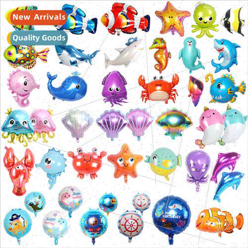 Cartoon large marine animals aluminum balloon seahorse octop
