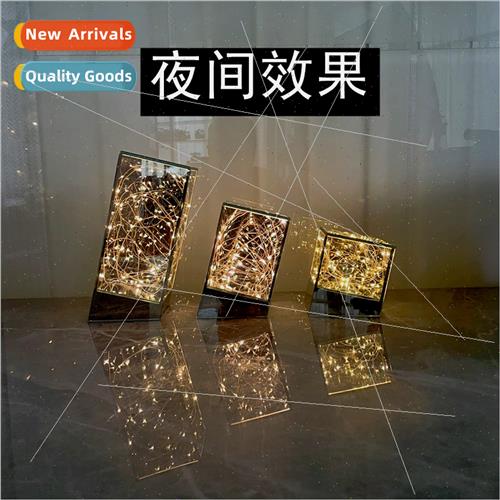 Geometric glass table lamp square monument glass shade glass