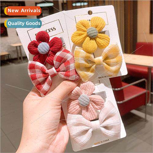 ins bow hair clips female girls Japan bangs clip back head c