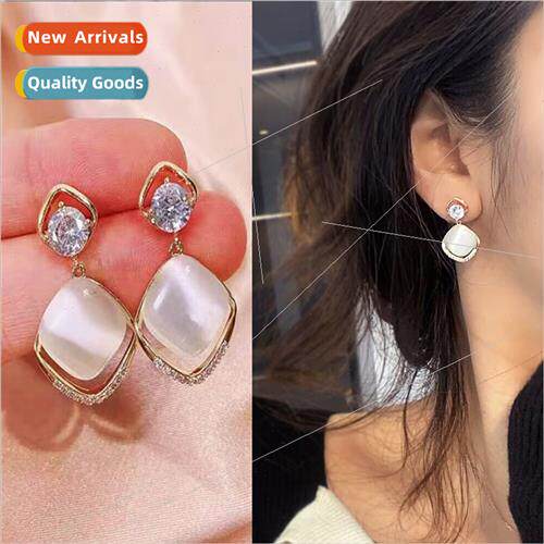 S925 silver needle Korea earrings new simple fresh sweet zir