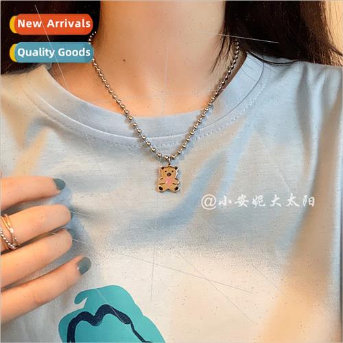 Cute bear necklace female simple hundred matching retro cart
