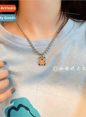 Cute bear necklace female simple hundred matching retro cart
