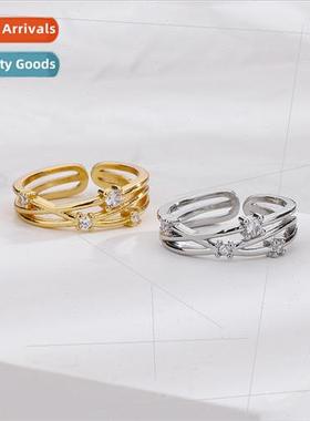 Japan glter diamond star finger ring opening Korea girl hear