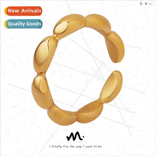 French minimalist geometric oval patchwork ring ins no color