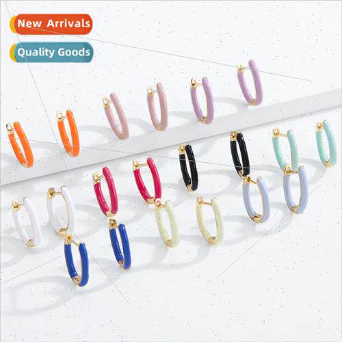 Joy enamel drip oil crafted copper gold plated horseshoe ear