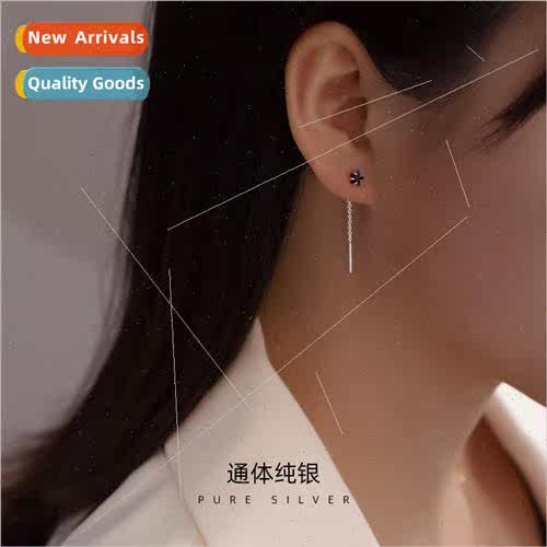 S925 silver Koreastar tassel ear wire long simple pentagram