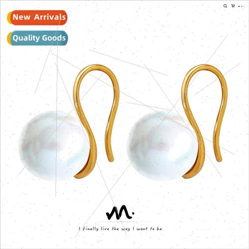 Fashion imation pearl geometric earrings tanium steel gold-p