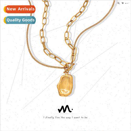 Europe hip-hop double irregular pendant necklace tanium stee