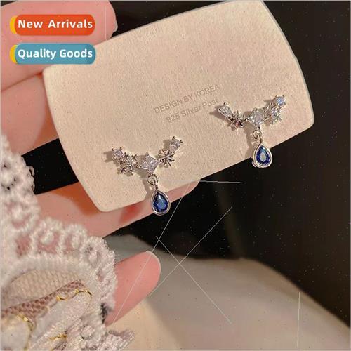 2023 ght Blue. French mple Star Treasure Blue Drop Earrings