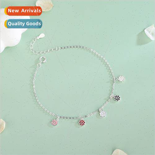 S925 silver Korea drip five flowers bracelet Mori sweet dais