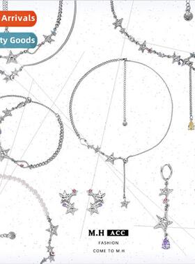 Color zirconia star necklace Europe tide niche stacking wear