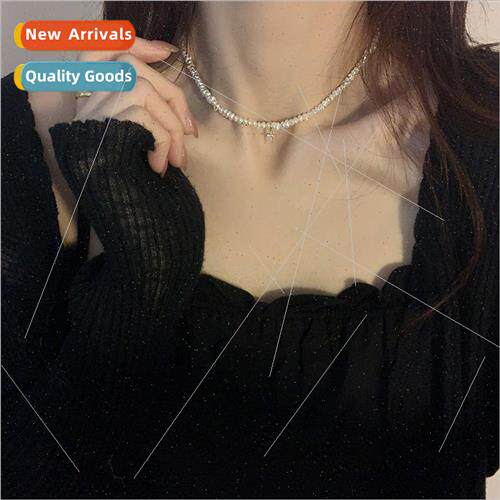 Korea new French pearl necklace female fashion wh zirconia c