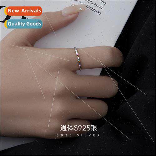 S925 silver open ring Korea ins niche zirconia ring vintage
