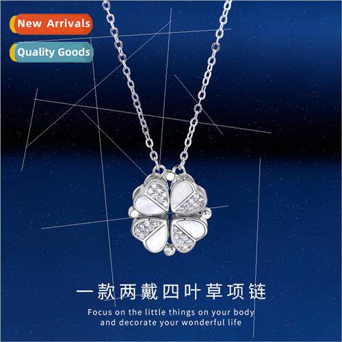 s925 silver a two wear heart to heart clover necklace women