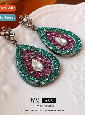 lver needle wh diamond flower drop earrings fashion retro ea