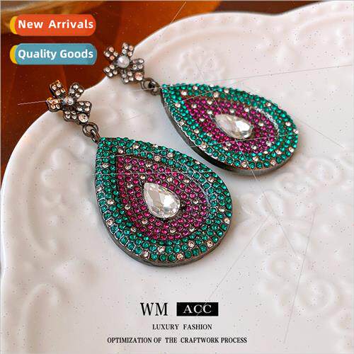 lver needle wh diamond flower drop earrings fashion retro ea