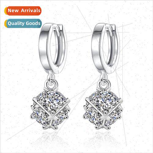 S925 through body silver inlaid earrings Korea fashion earri