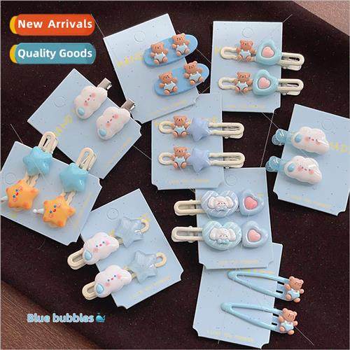 Blue headdress clouds star hair clips cute side bangs clip s