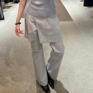 子薄款 裤 面料显瘦25春夏 LOW分层包裹短裙微喇叭设计长裤 高品质