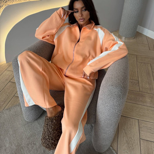 jacket sweatpants套装 长袖 卫衣外套运动裤 sweater 开衫 女 neck