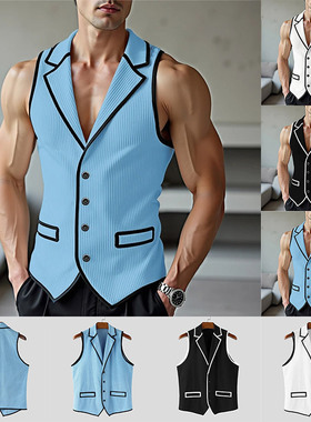 Woolen corduroy jacket vest for men 灯芯绒翻领马甲演出服背心