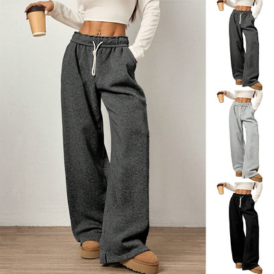 加厚休闲宽松卫裤女阔腿长裤