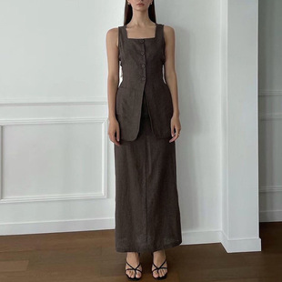 Women's waistcoat vest skirt suit 女装无袖马甲背心半身裙套装