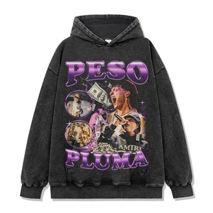 American vintage print loose hoodie短袖t恤男水洗做旧连帽卫衣