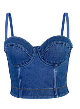 鱼骨牛仔吊带背心短款性感抹胸胸衣 Fishbone Cowboy halter vest