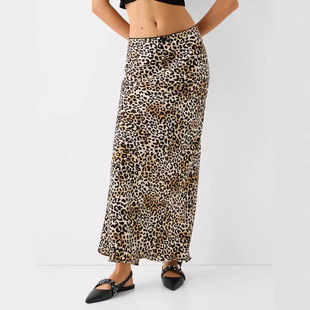 Go with a leopard print skirt 欧美休闲百搭豹纹开叉长裙半身裙