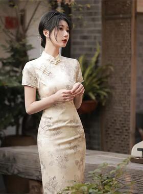 Qipao temperament embroidered dress 法式旗袍女气质刺绣连衣裙