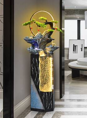 现代简约流水摆件循环水家居客厅加湿器玄关水景轻奢装饰大型落地