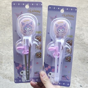 酷洛米儿童餐具筷子宝宝辅食304钢筷食品卡通练习筷训练学习筷