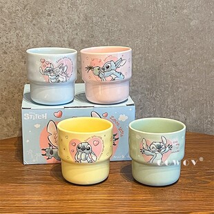 高颜值牛奶杯家用咖啡杯子生日礼物 史迪仔波点叠叠马克杯陶瓷新款