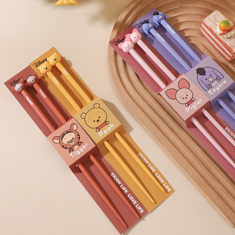 维尼熊系列卡通餐具筷子家用便携野餐外出可爱不锈钢筷勺叉套装