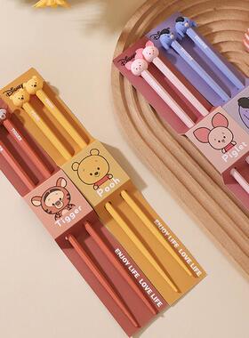 维尼熊系列卡通餐具筷子家用便携野餐外出可爱不锈钢筷勺叉套装