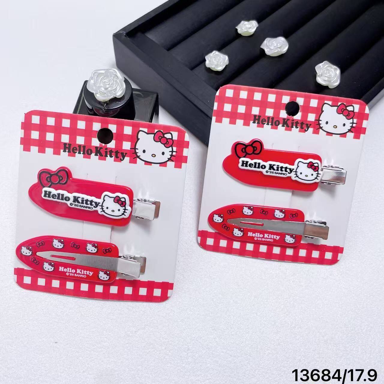 正版授权Hello Kitty经典红色高级无痕可爱发夹13684