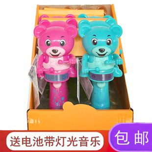 电动小熊打鼓发光发声会说话手拿音乐棒宝宝玩具打鼓熊小能手娃娃