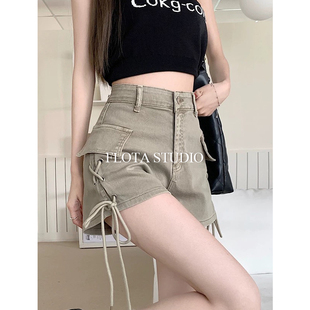 街头百搭新款 辣妹测绑带a字甜酷复古短裤 显瘦修身 0020 flota
