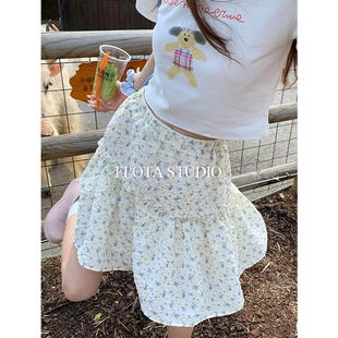 小清新韩系碎花半身裙温柔森系a字高腰百搭小个子短裙 flota