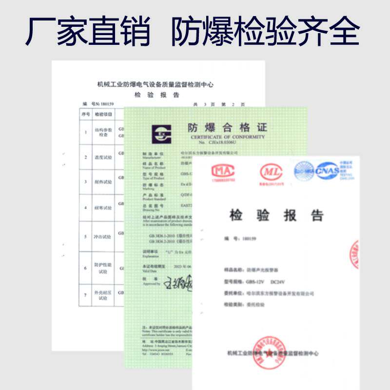 GBS-12V防爆声光报警器24v12v不锈钢声光报警灯led配探测器警示灯