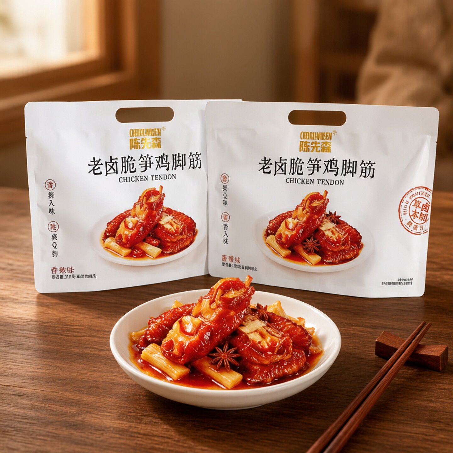 香辣老卤脆笋鸡脚筋即食下酒
